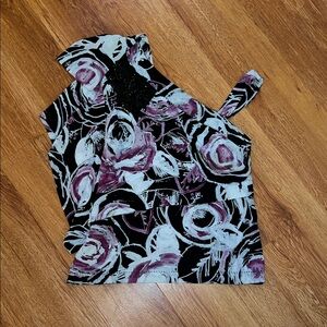 Robert Rodriguez Black and Purple Floral Tank Top